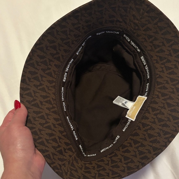 Michael Kors Brown Monogram Bucket Hat - Picture 2 of 6